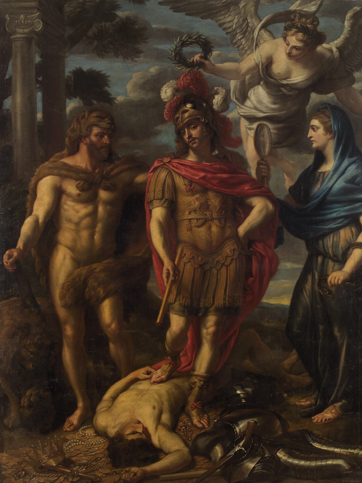 Virtue Overcoming Avarice, vintage artwork by Jan van den Hoecke, 12x8" (A4) Poster