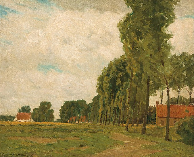 Poplars, Bruges, vintage artwork by Charles Warren Eaton, 12x8" (A4) Poster