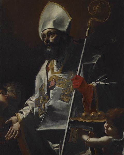 Saint Nicolas de Bari, vintage artwork by Mattia Preti, 12x8" (A4) Poster