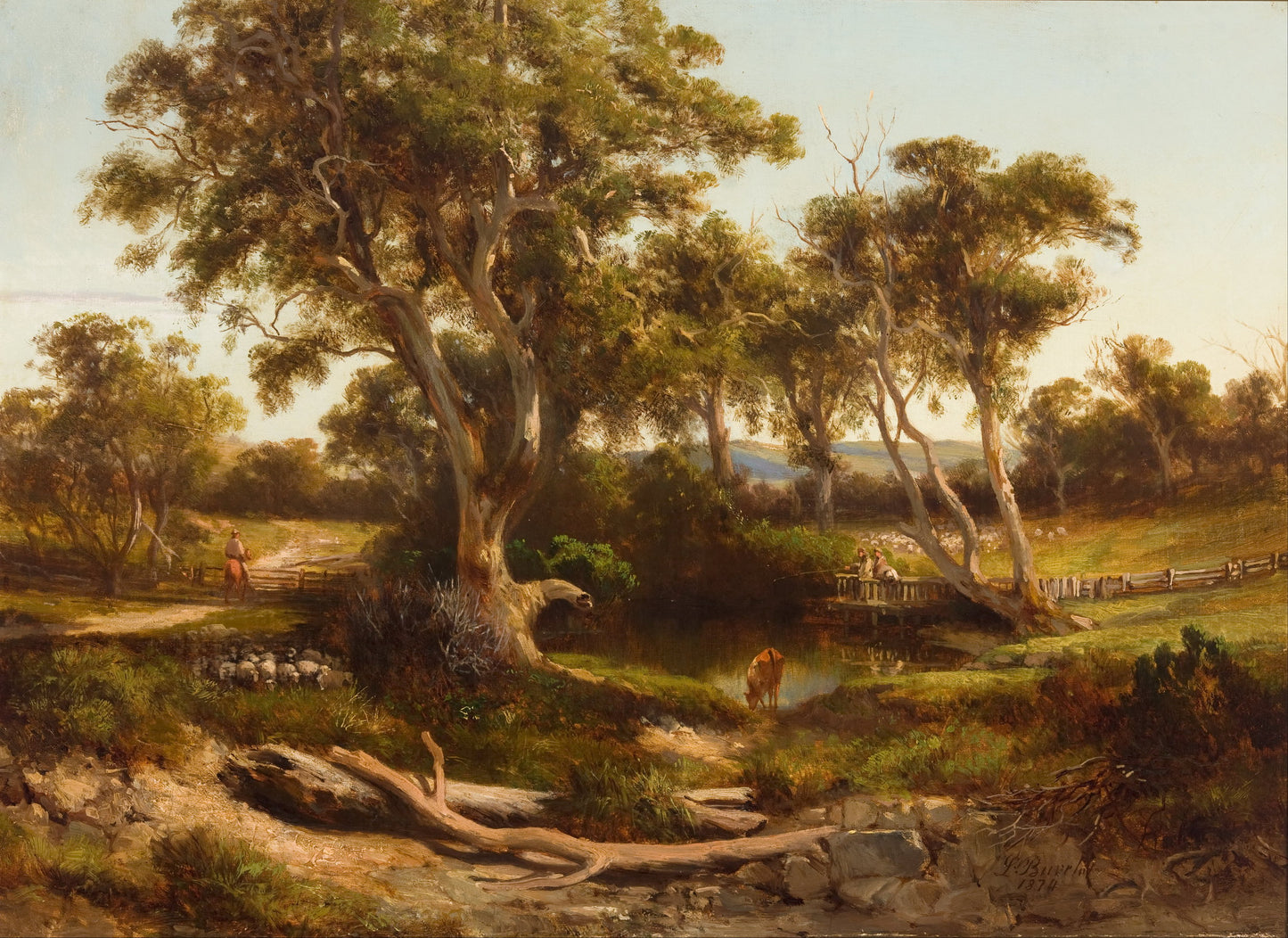 Sheep Wash in the Western District, vintage artwork by Louis Buvelot, A3 (16x12") Poster Print