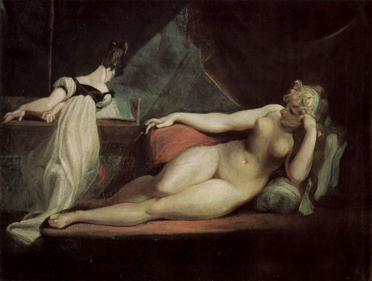 Reclining Nude and Piano Teacher, vintage artwork by Johann Heinrich Füseli, 12x8" (A4) Poster