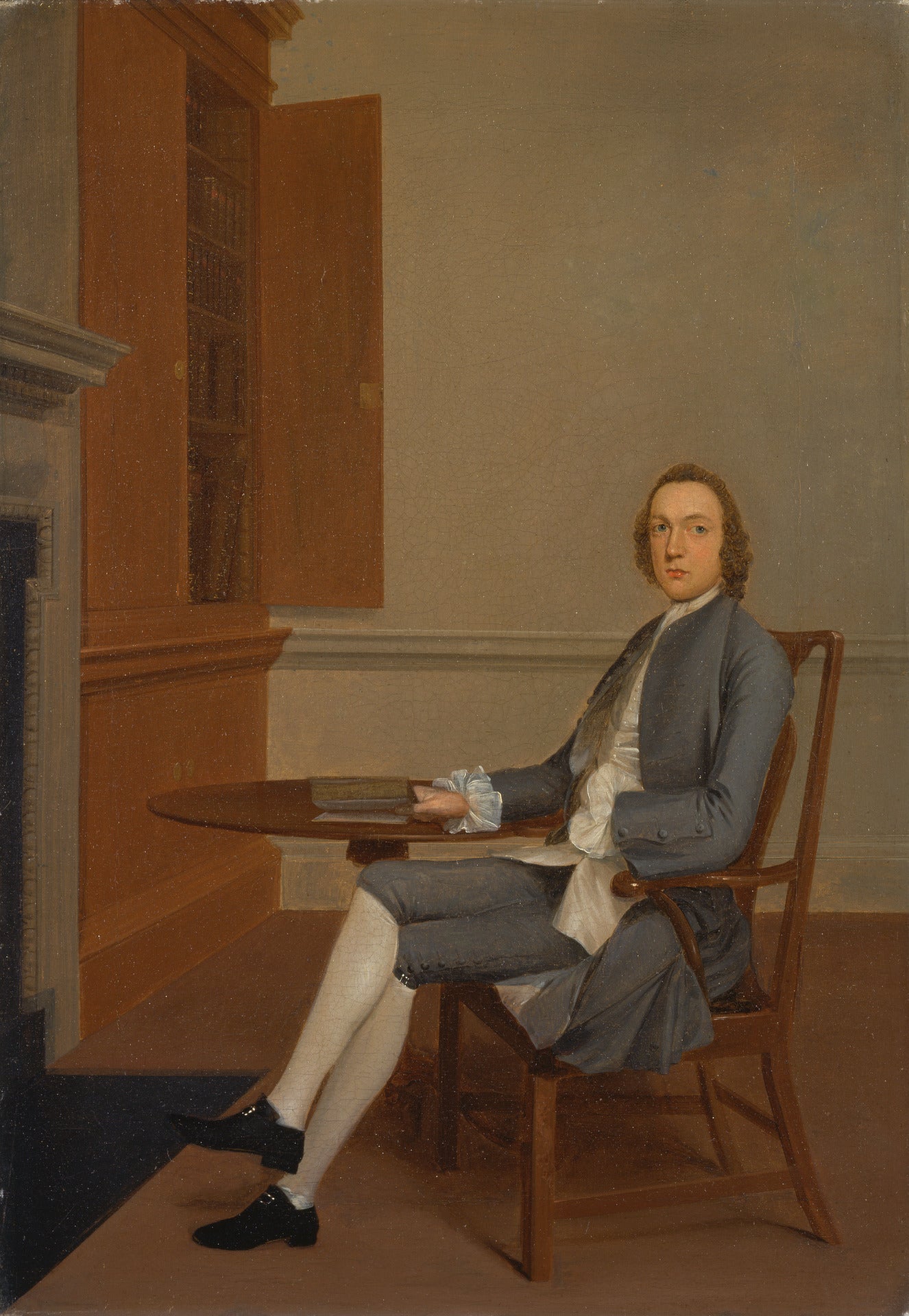 An Unknown Man Seated at a Table, vintage artwork by Arthur Devis, 12x8" (A4) Poster