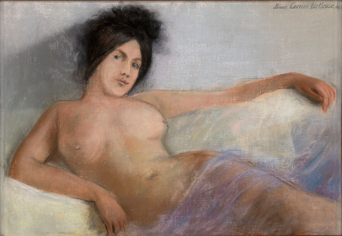 Reclining Model, vintage artwork by Pierre Carrier-Belleuse, 12x8" (A4) Poster