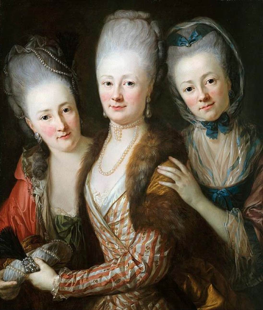 Portrait of the Daughters of Johann Julius von Vieth und Glossenau, vintage artwork by Anton Graff, 12x8" (A4) Poster