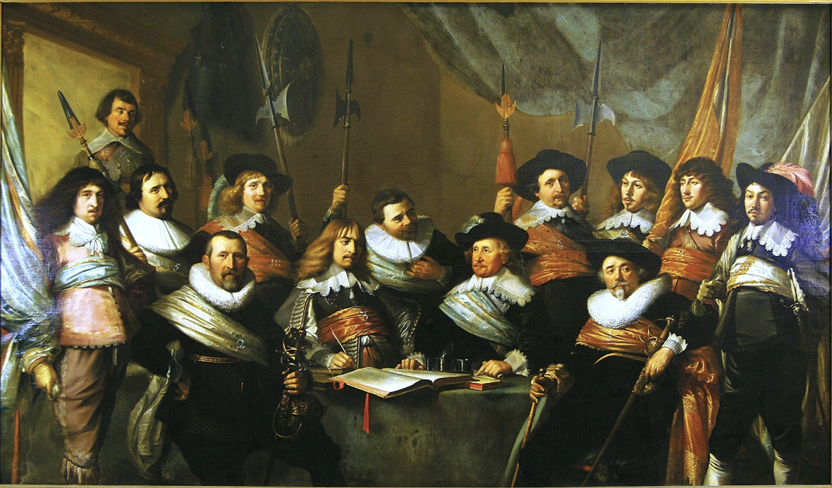 Officers of the Haalem Civic Guard called the Cloveniers, vintage artwork by Pieter Claesz. Soutman, 12x8" (A4) Poster