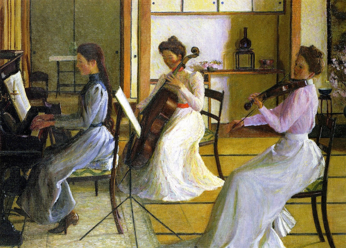 The Trio, Tokyo, Japan, vintage artwork by Lilla Cabot Perry, 12x8" (A4) Poster