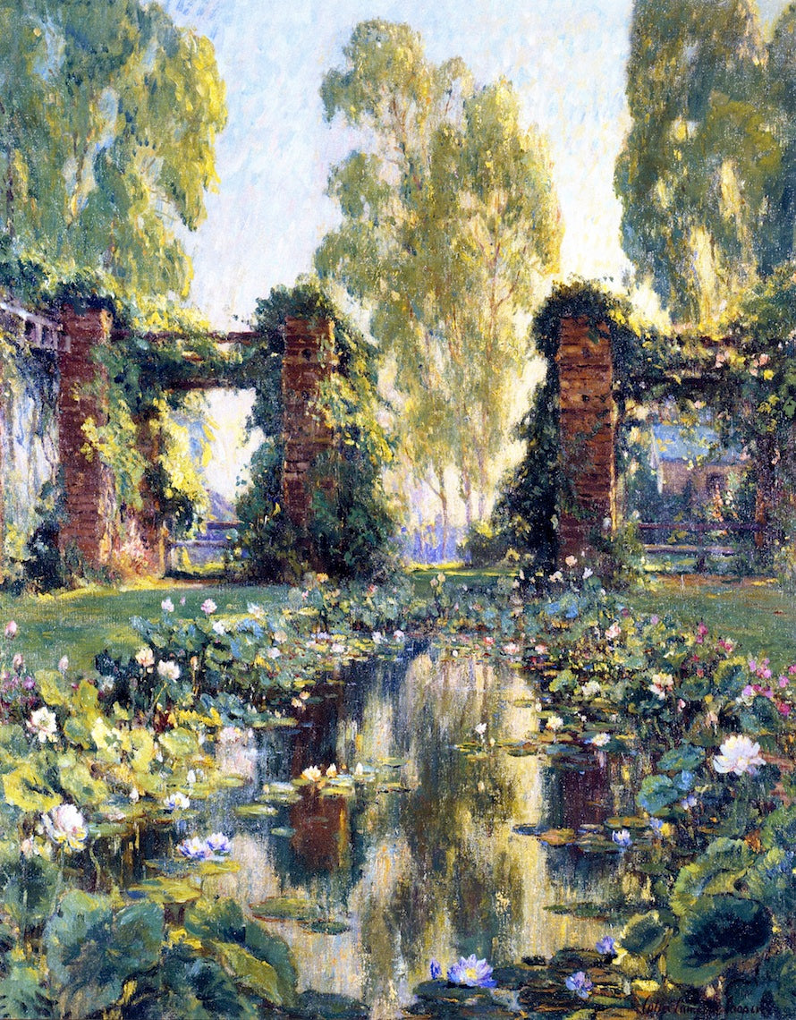 The Lotus Pond, El Encanto, Santa Barbara, vintage artwork by Colin Campbell Cooper, 12x8" (A4) Poster