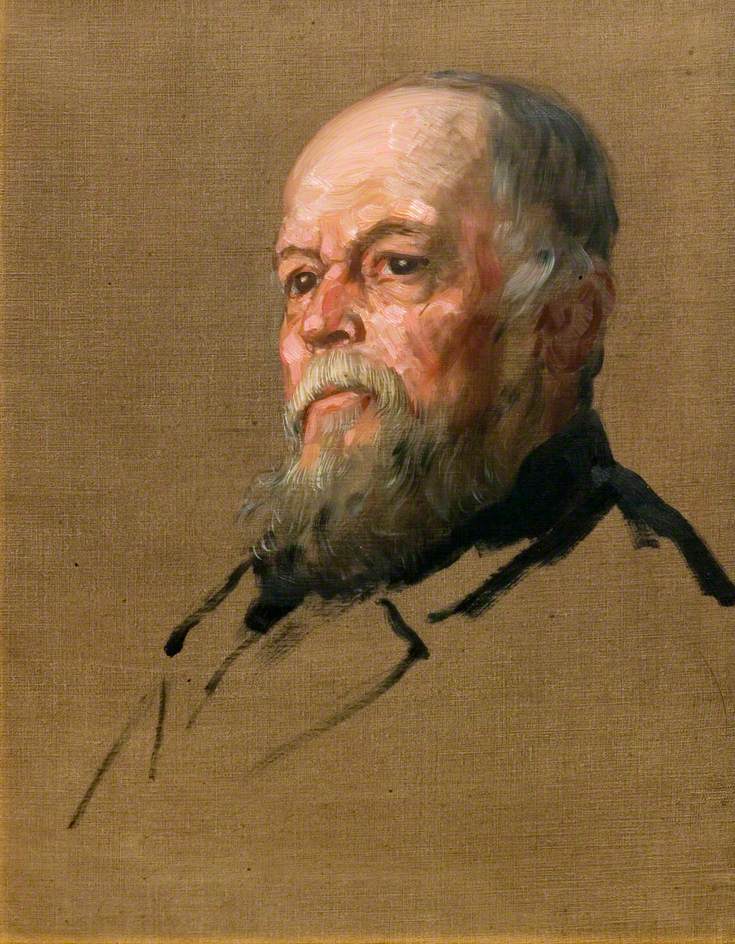 George Wallis, Keeper of the Art Collections in the South Kensington Museum, vintage artwork by Alphonse Legros, 12x8" (A4) Poster