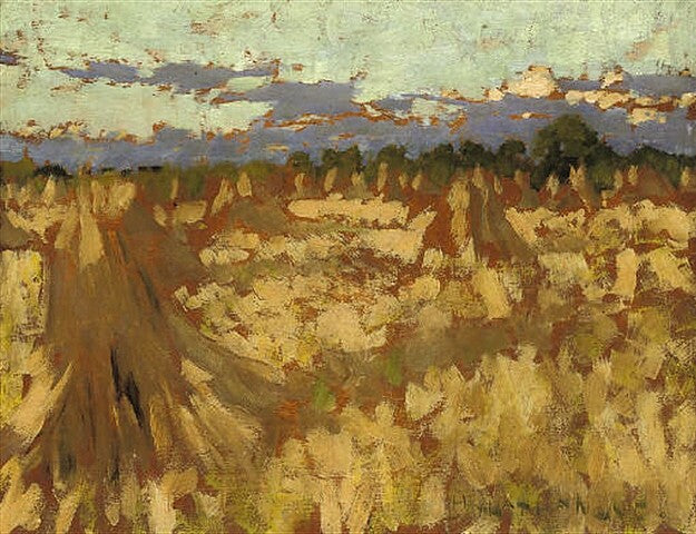 Hay Stacks by Henry Herbert la Thangue,A3(16x12")Poster