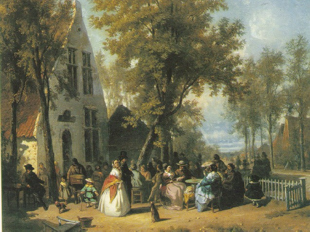 Village Festivities, vintage artwork by Florent Nicolas Crabeels, 12x8" (A4) Poster