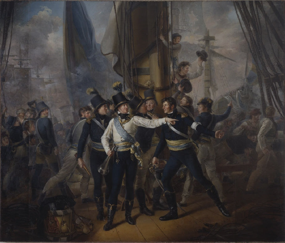 Duke Charles (Later king Charles XIII) at the Battle of Hogland on 17 July 1788, vintage artwork by Per Krafft the Younger, 12x8" (A4) Poster