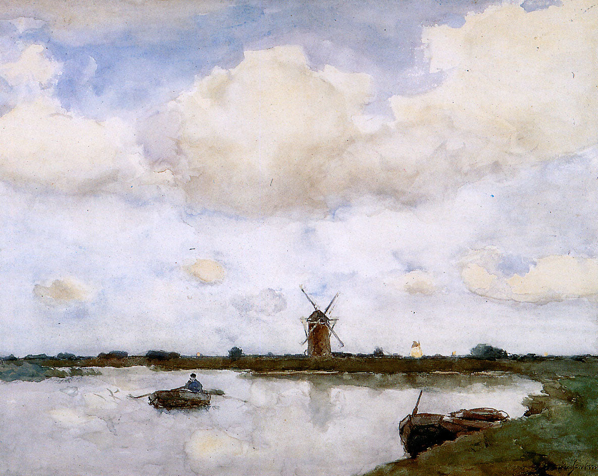 At the Lake, vintage artwork by Johan Hendrik Weissenbruch, 12x8" (A4) Poster