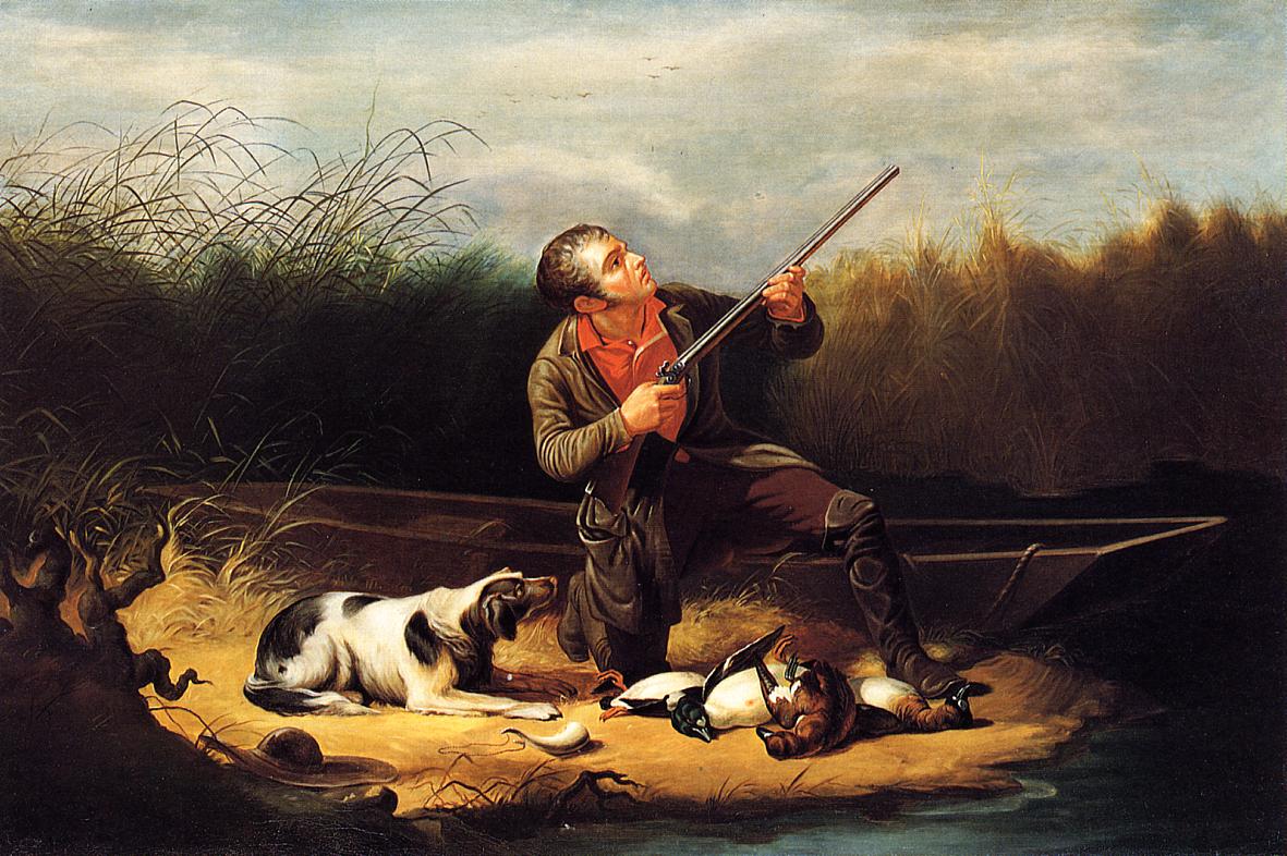 Wild Duck Shooting - On the Wing, vintage artwork by William Tylee Ranney, A3 (16x12") Poster Print