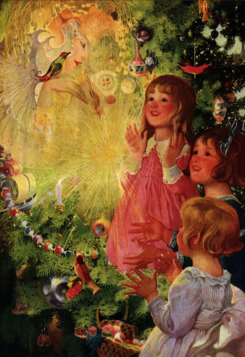 The Fairy of the Christmas Tree, vintage artwork by Sarah S. Stilwell, 12x8" (A4) Poster