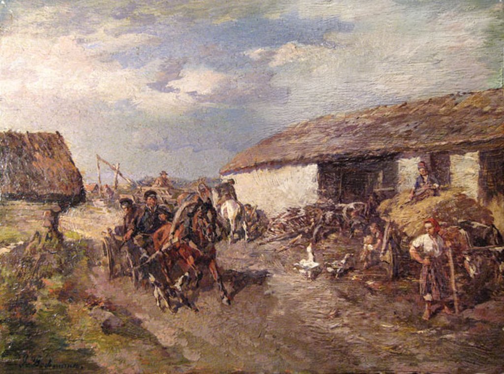 Estonian village road, vintage artwork by Gregor von Bochmann, 12x8" (A4) Poster