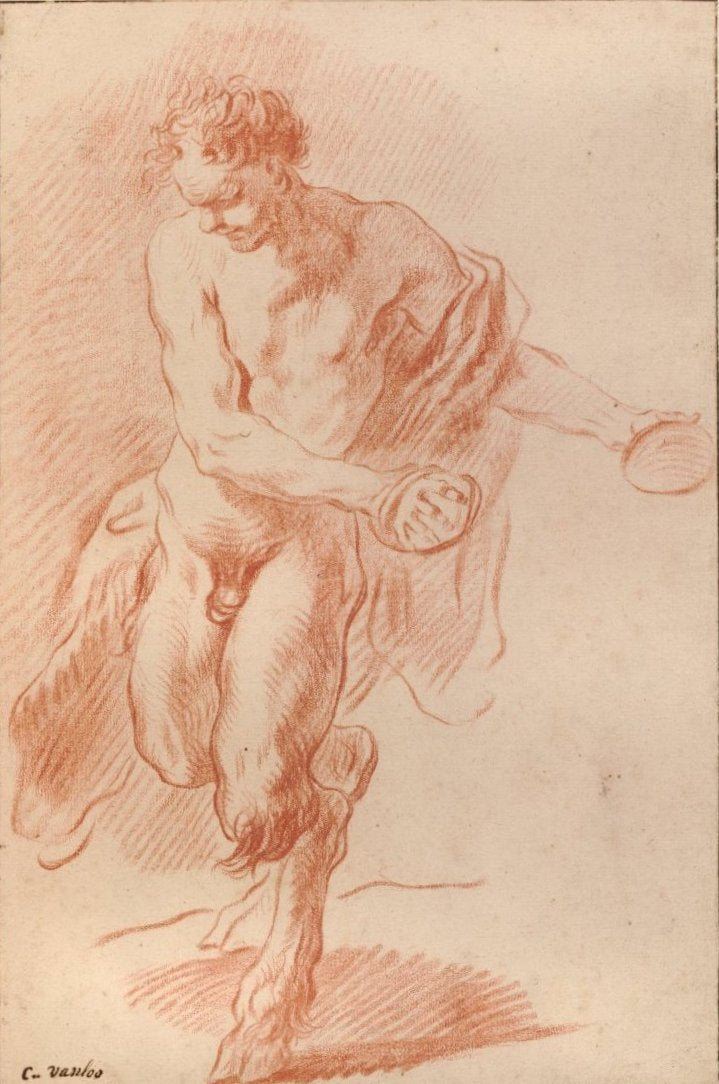 A Dancing Faun, vintage artwork by Carle van Loo, 12x8" (A4) Poster