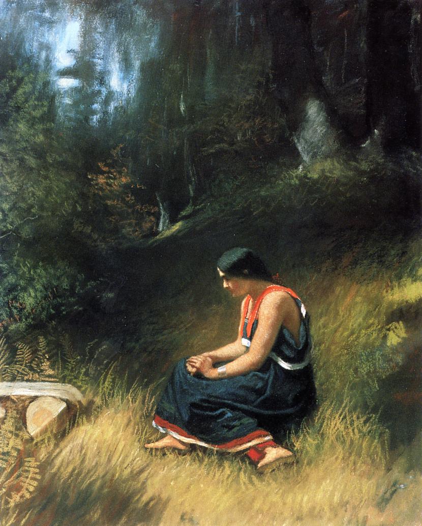 Hiawatha, vintage artwork by Eastman Johnson, 12x8" (A4) Poster