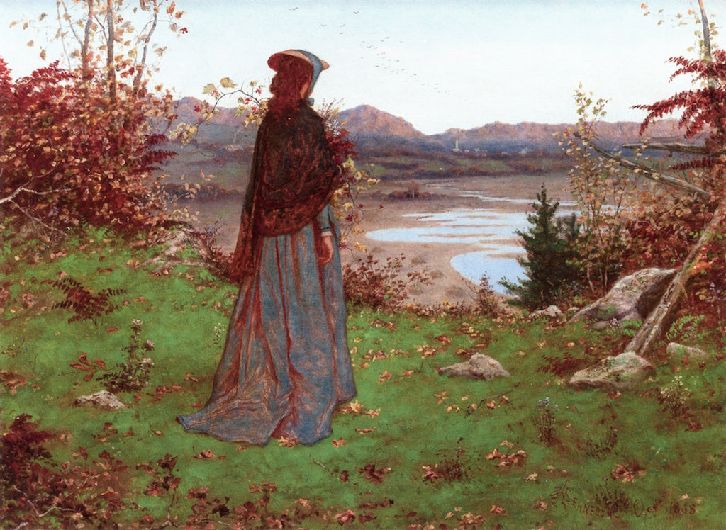 Woman in an Autumn Landscape, vintage artwork by William John Hennessy, 12x8" (A4) Poster