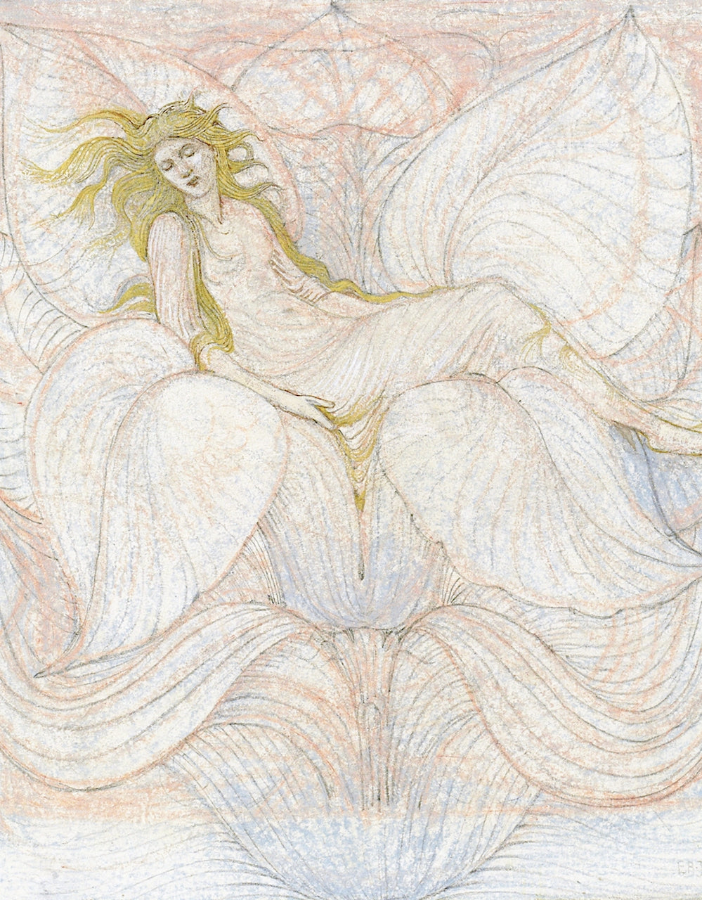 The Heart of the Lotus, vintage artwork by Sir Edward Burne-Jones, 12x8" (A4) Poster