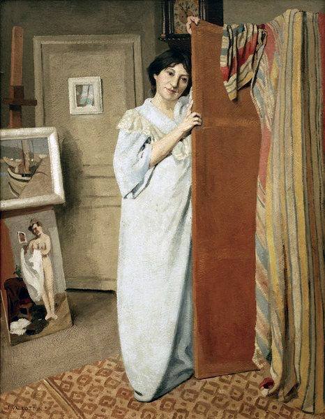 Gabrielle Vallotton in the Studio, vintage artwork by Felix Vallotton, 12x8" (A4) Poster