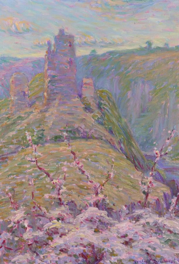 Ruins in Springtime, vintage artwork by Wynford Dewhurst, 12x8" (A4) Poster