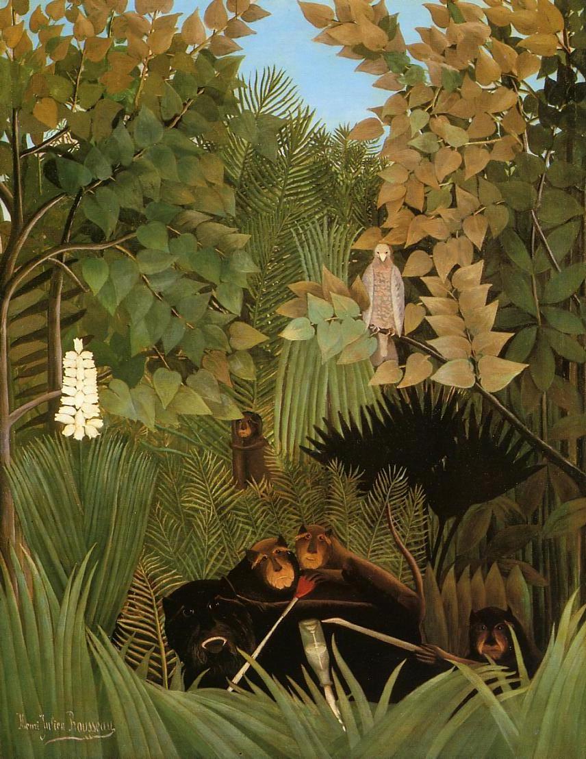 The Merry Jesters, vintage artwork by Henri Rousseau, 12x8" (A4) Poster