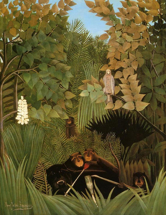 The Merry Jesters, vintage artwork by Henri Rousseau, 12x8" (A4) Poster