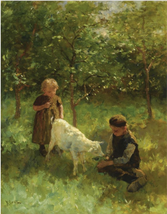 Feeding the Goat by Jacob Simon Kendrik Kever,A3(16x12")Poster