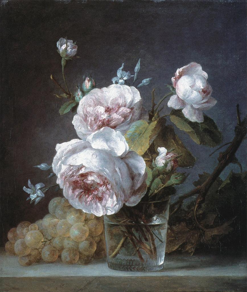 Still Life of Pink Roses in a Glass, vintage artwork by Anne Vallayer-Coster, 12x8" (A4) Poster
