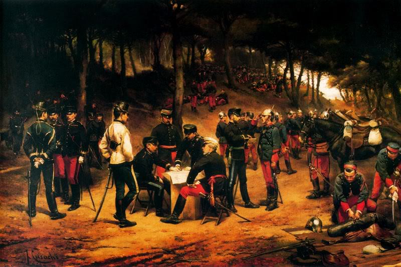 A Military Camp, vintage artwork by Josep Cusachs, 12x8" (A4) Poster