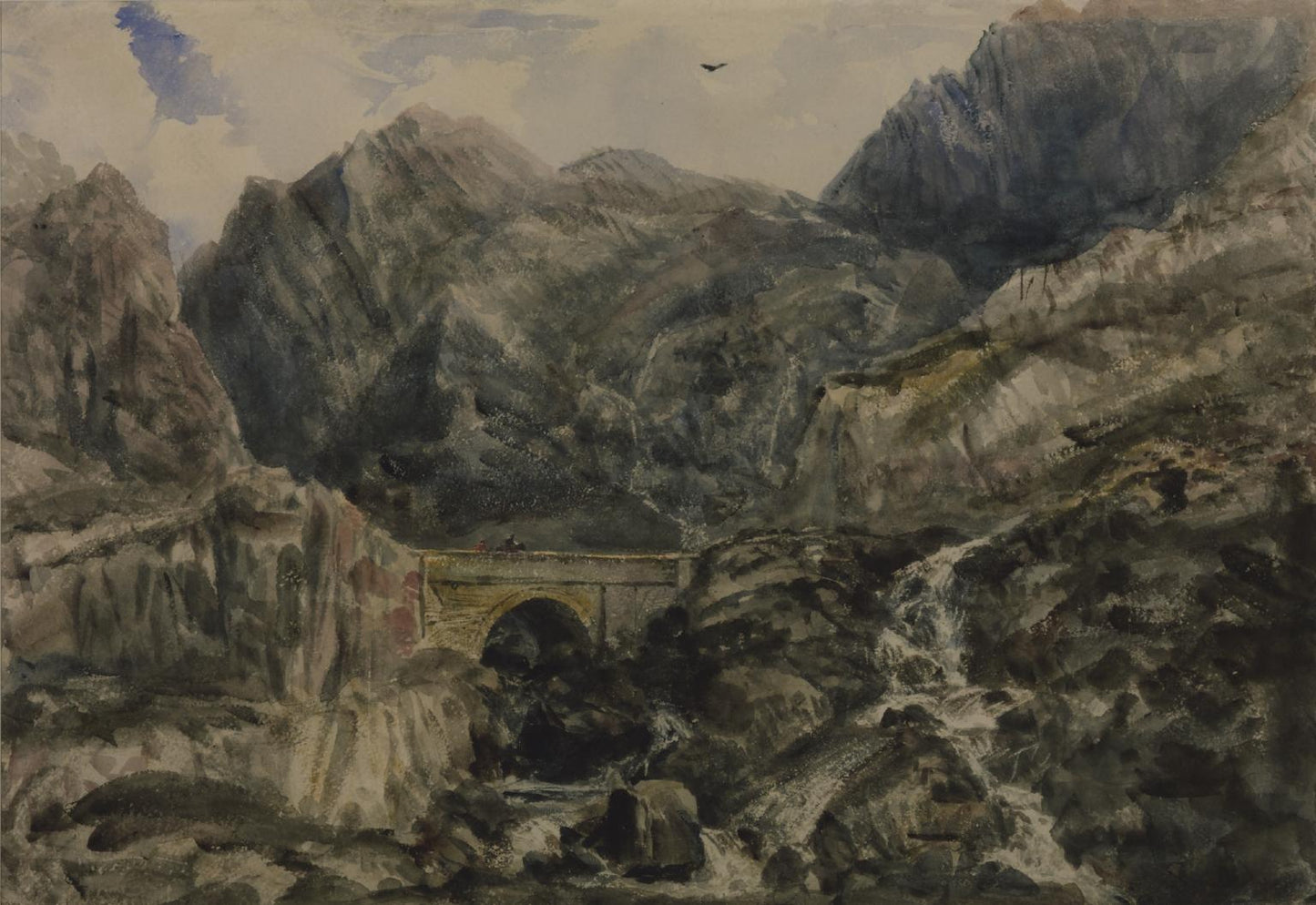 The Falls of Ogwen, vintage artwork by Peter de Wint, 12x8" (A4) Poster