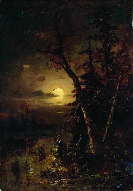 Moonlit Night, vintage artwork by Julius Klever, 12x8" (A4) Poster