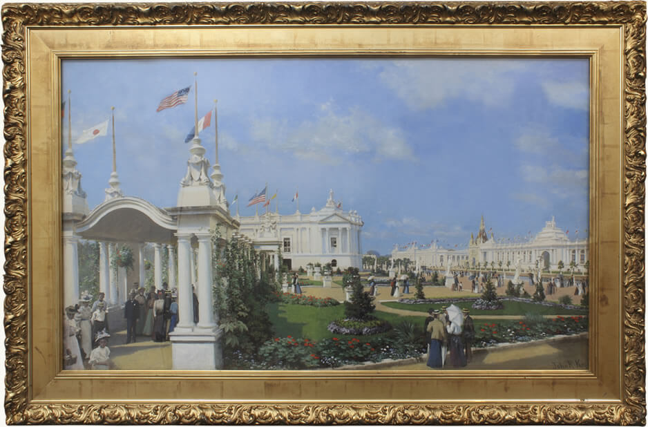 Trans-Mississippi and International Exposition 1898 - On the Plaza, vintage artwork by John Ross Key, 12x8" (A4) Poster