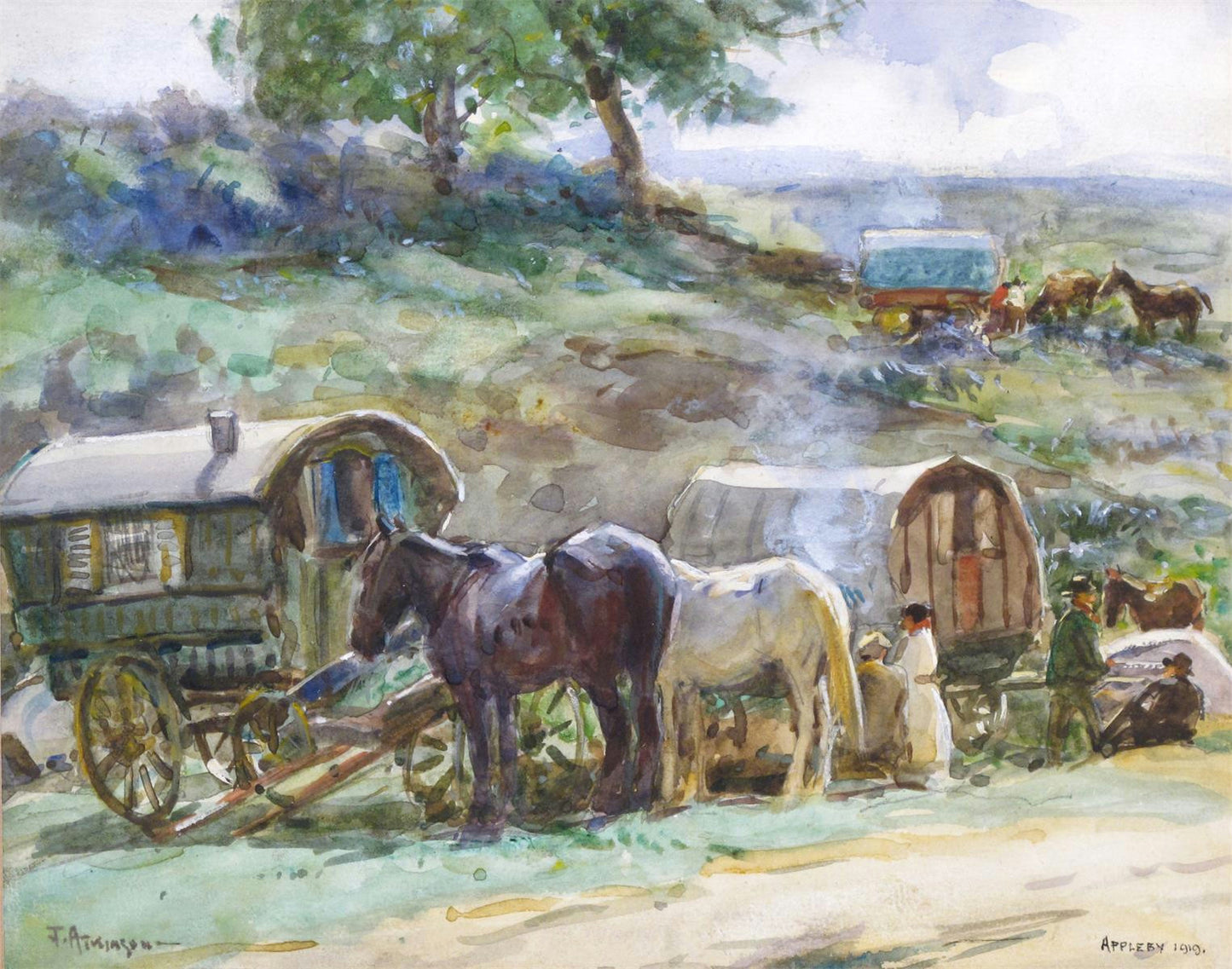 Appleby Fair Encampment by John Atkinson II,A3(16x12")Poster