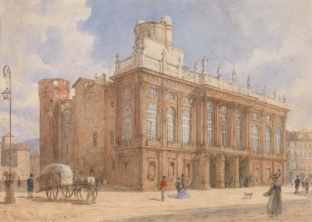 Castello Reale (Royal Palace), Turin, vintage artwork by Franz von Alt, A3 (16x12") Poster Print