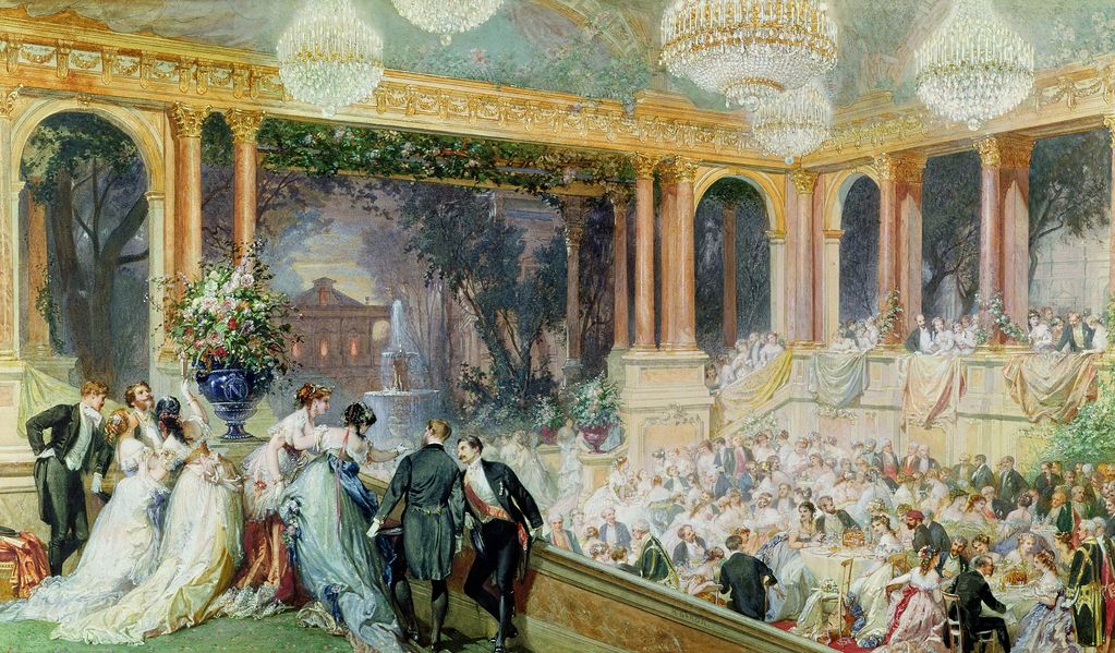 Dinner at the Tuileries, vintage artwork by Henry Charles Antoine Baron, A3 (16x12") Poster Print