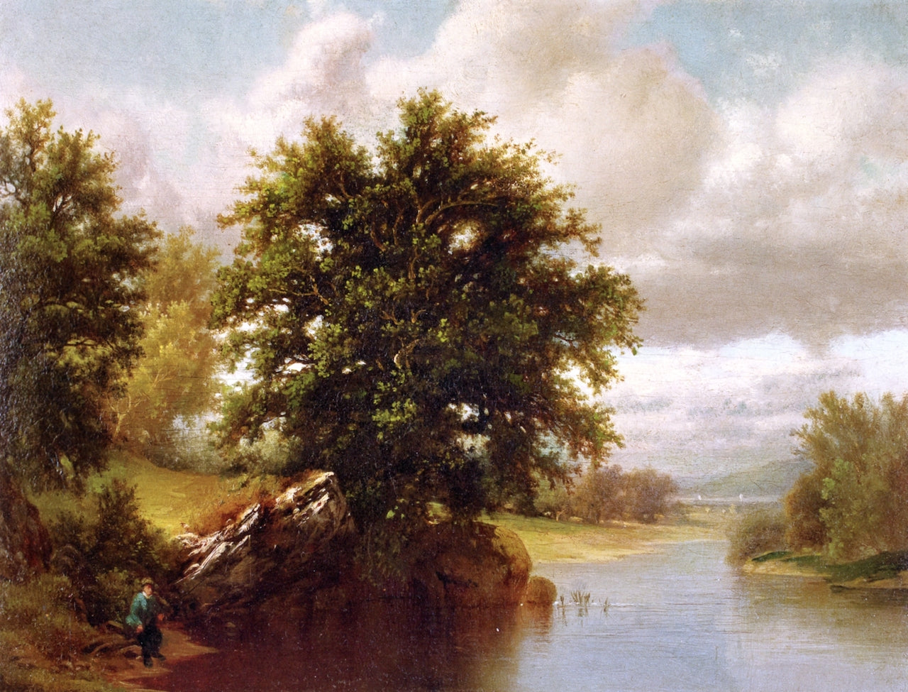 Casting on the River, vintage artwork by William Mason Brown, 12x8" (A4) Poster