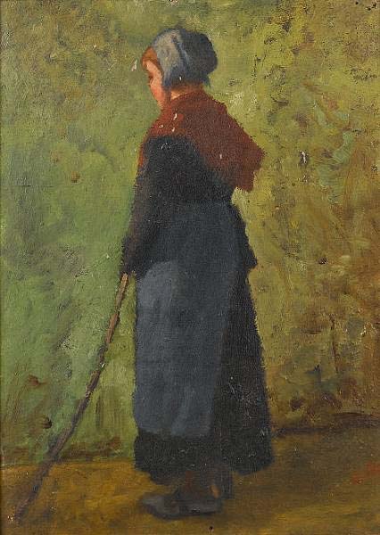 Little shepherd girl, vintage artwork by Periklis Pantazis, 12x8" (A4) Poster