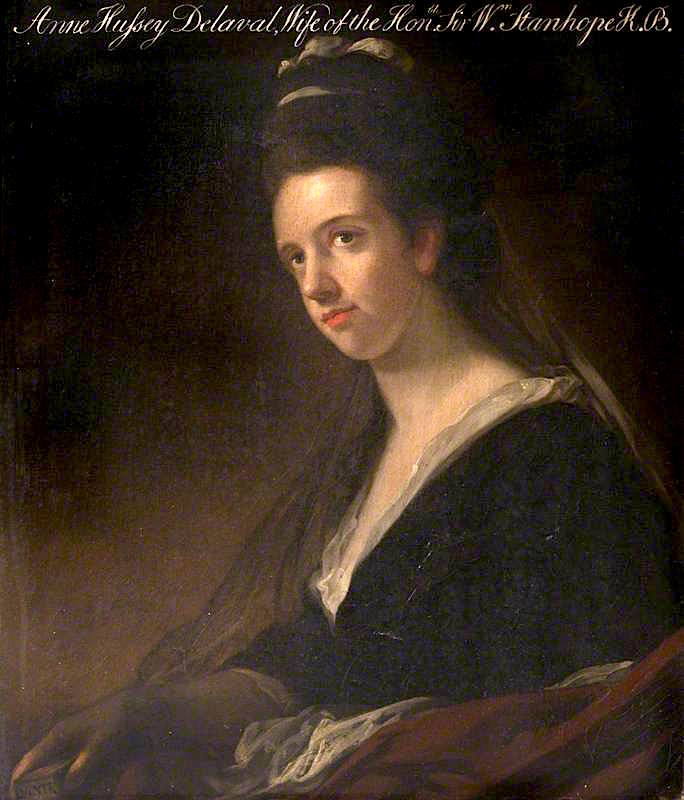 Anne Hussey Delaval, Lady Stanhope, vintage artwork by Attributed to Rhoda Delaval, 12x8" (A4) Poster