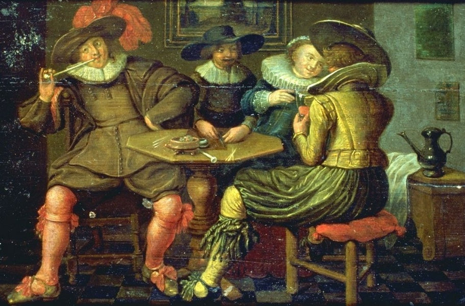 Interieur mit Tischgesellschaft, vintage artwork by Dirck Hals, 12x8" (A4) Poster