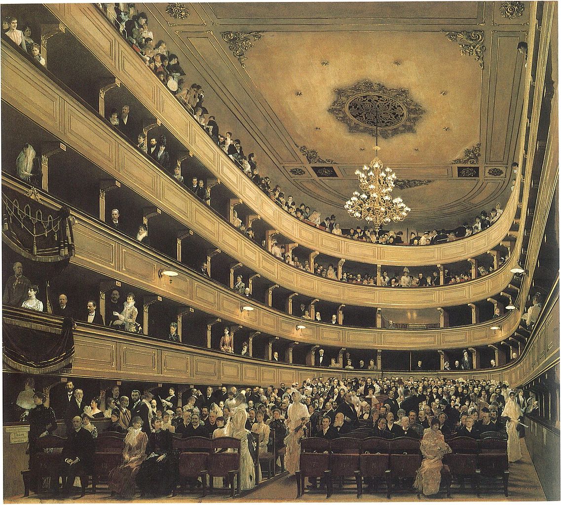 The Old Burgtheater in Vienna, vintage artwork by Gustav Klimt, 12x8" (A4) Poster