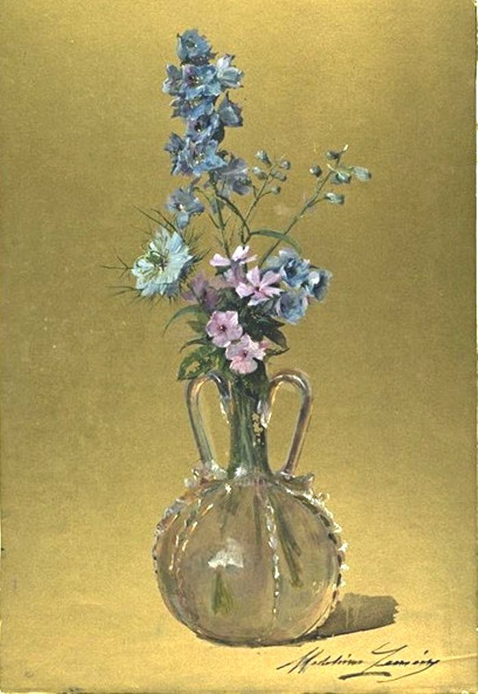 Fleurs dans un vase à deux anses, vintage artwork by Madeleine Jeanne Lemaire, 12x8" (A4) Poster