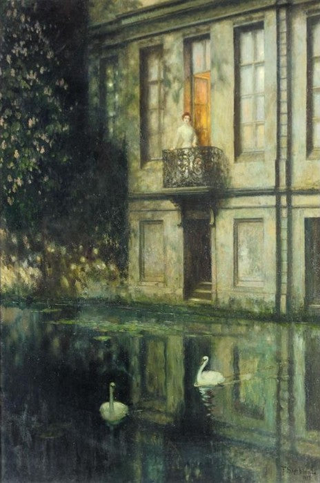 Moonlit Night, vintage artwork by Franz Skarbina, 12x8" (A4) Poster