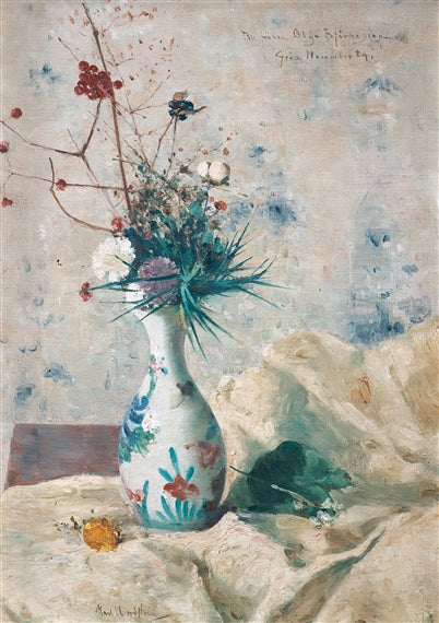 Still LIfe with Flowers, vintage artwork by Karl Nordström, 12x8" (A4) Poster