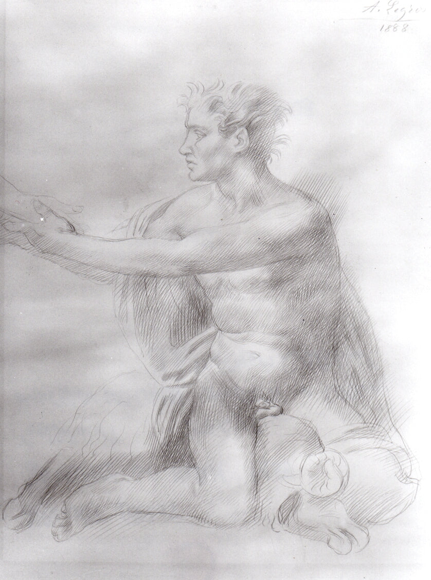 Sacrifice of Noah, vintage artwork by Alphonse Legros, 12x8" (A4) Poster
