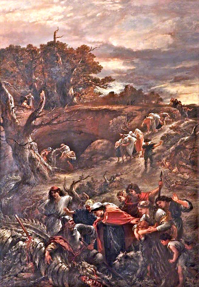 The Slain Dragon, vintage artwork by Sir John Gilbert, A3 (16x12") Poster Print