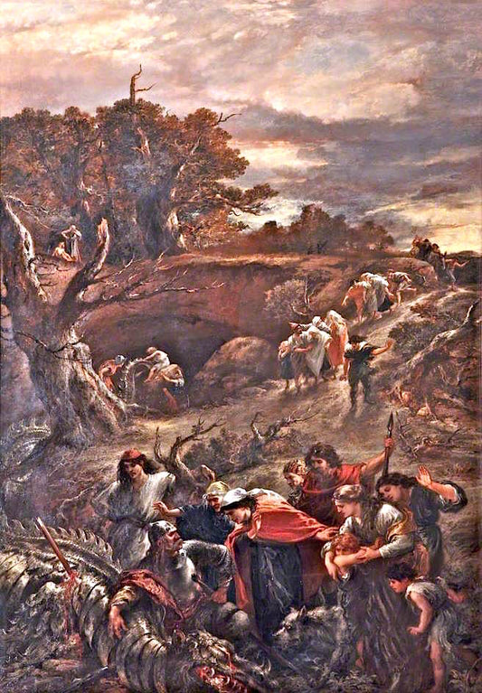 The Slain Dragon, vintage artwork by Sir John Gilbert, A3 (16x12") Poster Print