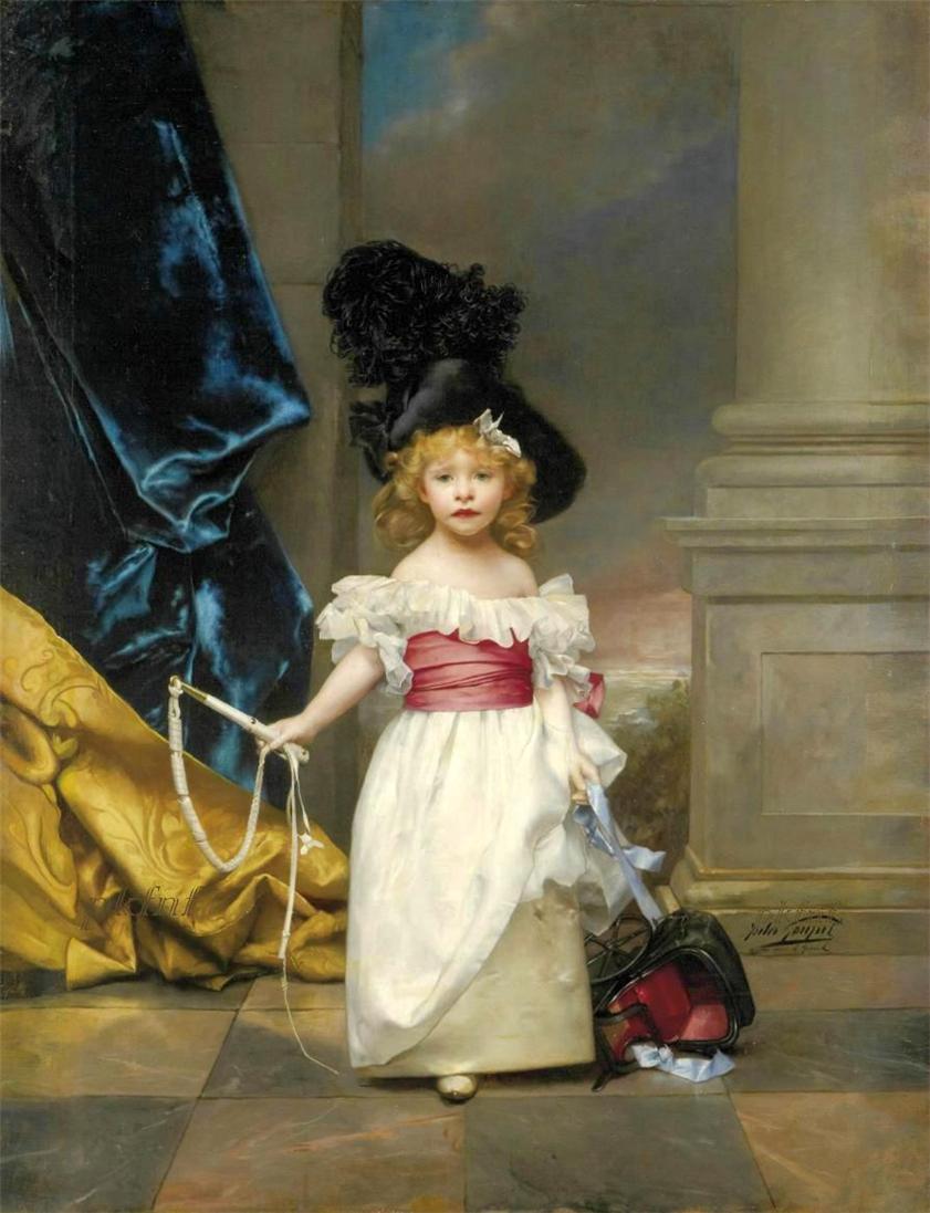 Portrait of Therèse Girard, vintage artwork by Jules-Adolphe Goupil, 12x8" (A4) Poster