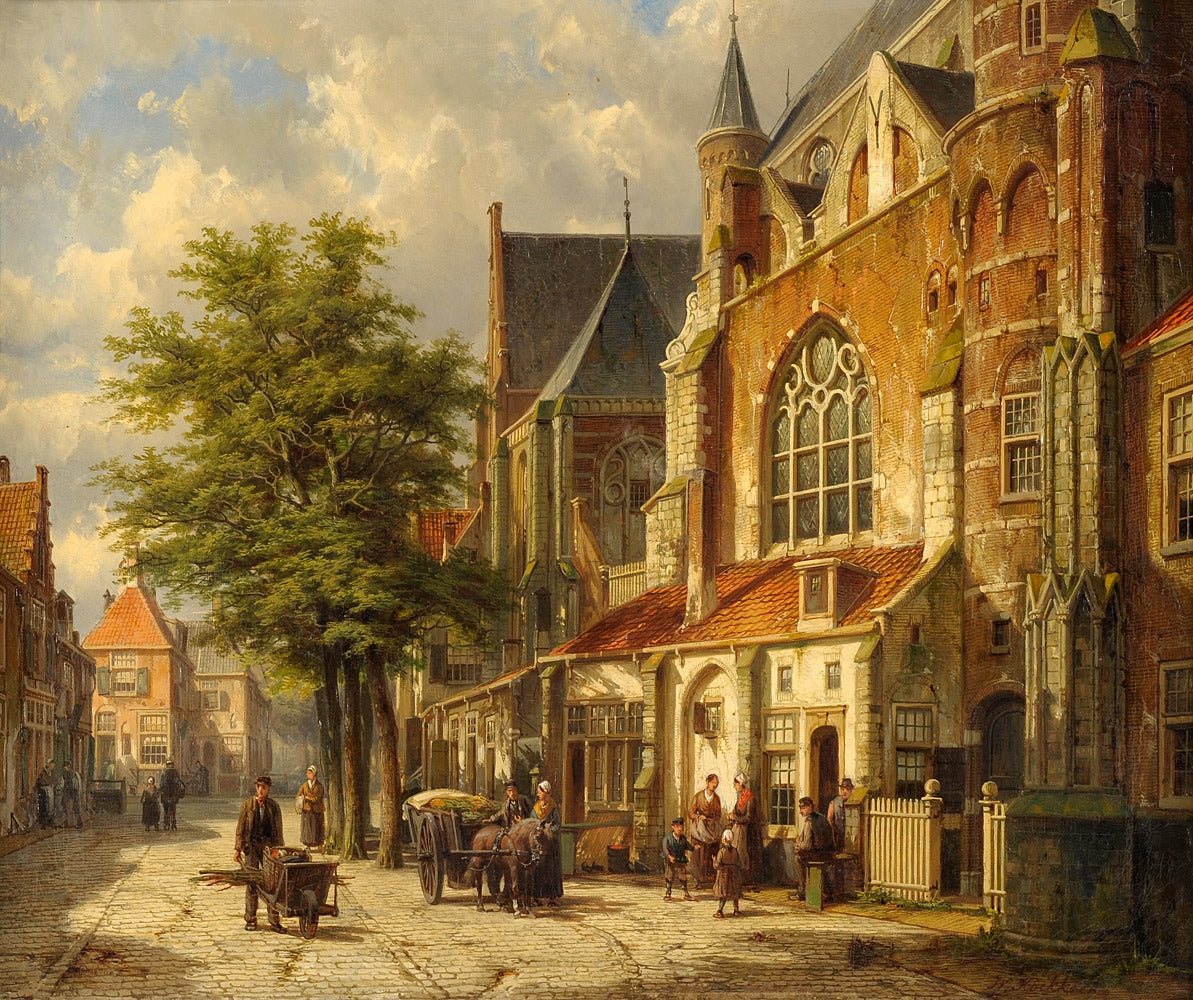 Dutch Cityscape, vintage artwork by Willem Koekkoek, 12x8" (A4) Poster