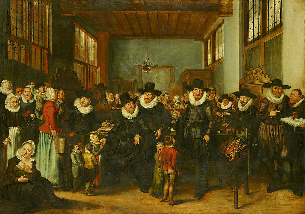 The Registration of Paupers and Orphans at the Almshouse, vintage artwork by Dutch School 17th Century - Unknown, 12x8" (A4) Poster
